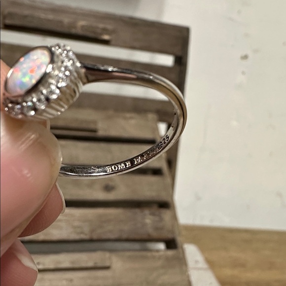 Bomb Party great shape size 11 white Kyocera opal circle crystal 925 ss ring - Picture 2 of 4